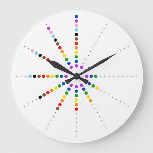 LGBTQ+ Progress-Pride Flagga Polka Dot Geeky Stor Klocka (Framsida)