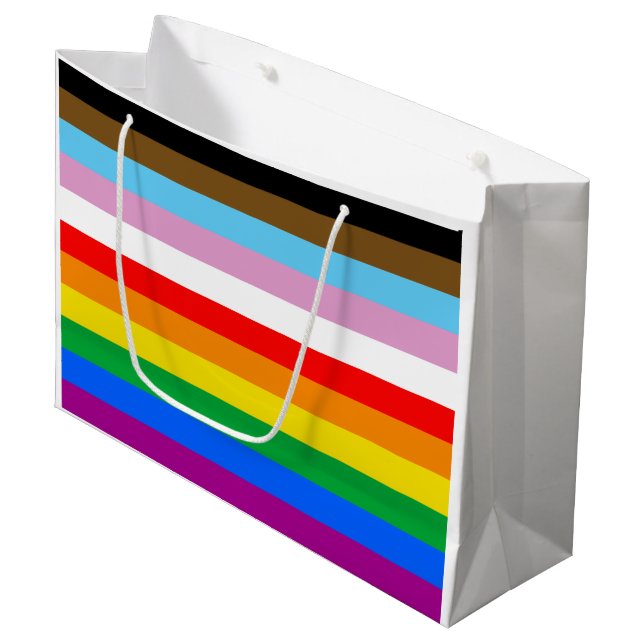 LGBTQ+ Progressflaggans ränder (Framsidan Vinklad)