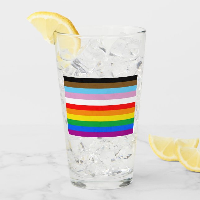 LGBTQ+ Progressflaggans ränder Glaskopp (Framsida Ice)