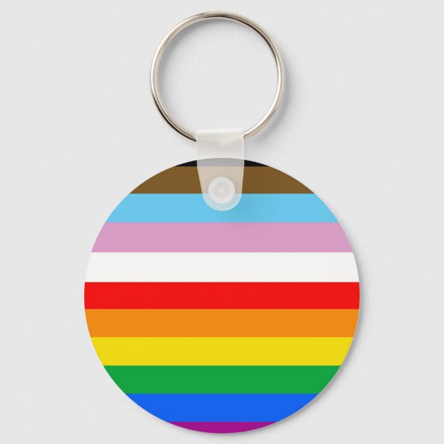 LGBTQ+ Progressflaggans ränder Nyckelring (Framsida)