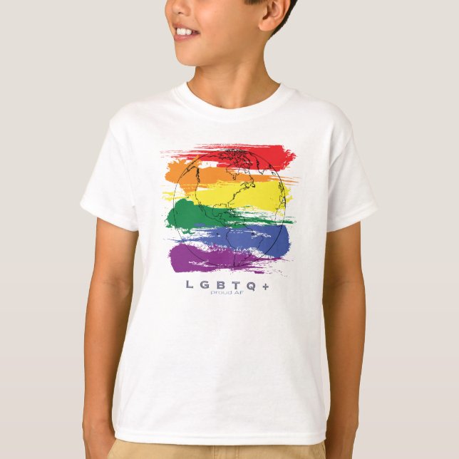 LGBTQ+ Proud AF Global T Shirt (Framsida)