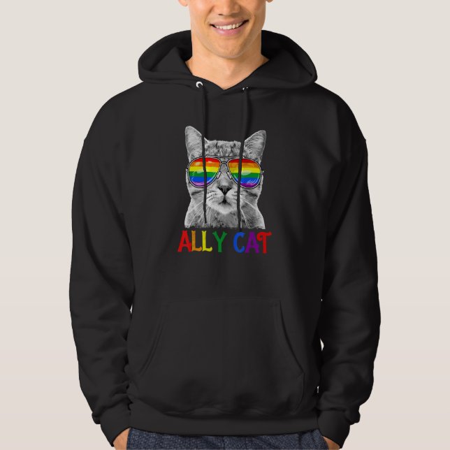 Lgbtq Proud Ally Cat Purride Tass Gay pride Rainbo Hoodie (Framsida)