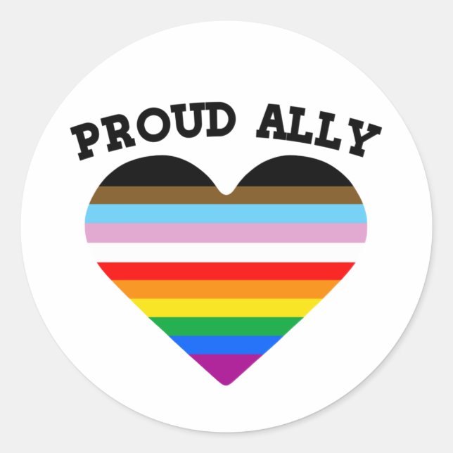 LGBTQ+ Proud Ally Runt Klistermärke (Framsida)