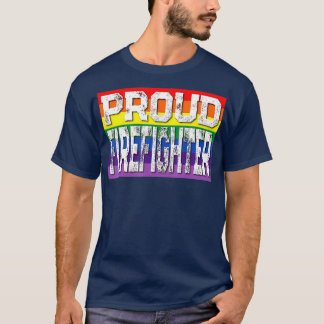 LGBTQ Proud Firefighter Gay Pride Rainbow T Shirt