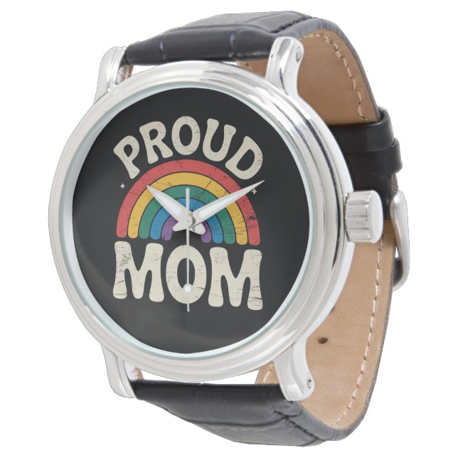 LGBTQ Proud Mamma Gay pride Rainbow Mors dag Armbandsur (Vinklad)