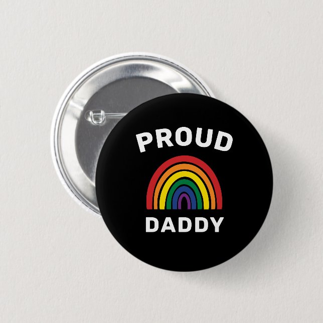 LGBTQ Proud pappa Gay pride Rainbow Fars dag Knapp (Framsida & baksida)