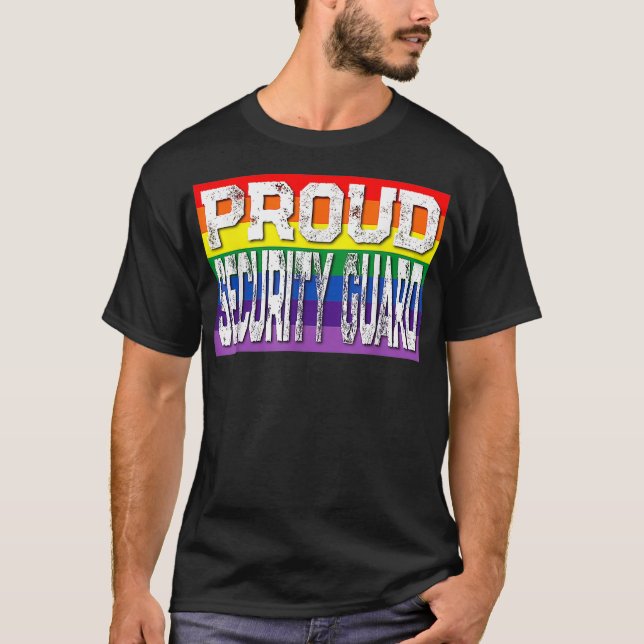 LGBTQ Proud Security Guard Gay pride Rainbow  T Shirt (Framsida)