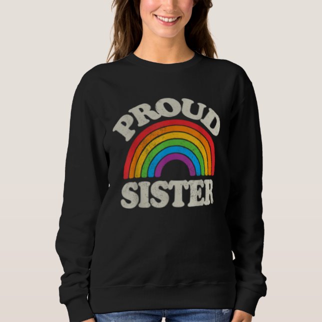 LGBTQ Proud Sister Gay Pride LGBT Ally Family Rain T Shirt (Framsida)