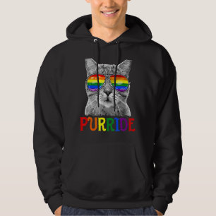 Lgbtq Purride Ally Gay pride Rainbow Flagga Cat Ki Hoodie