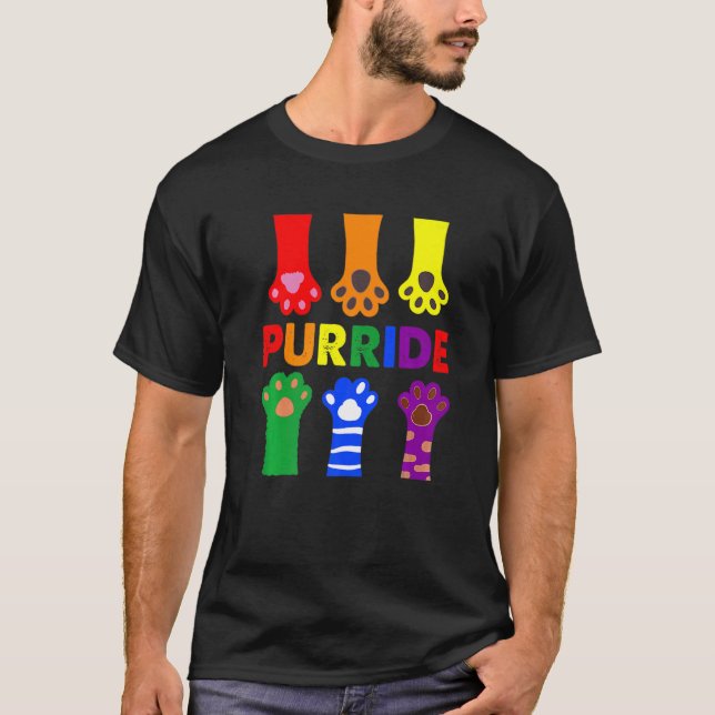 Lgbtq Purride Ally Gay pride Rainbow Flagga Cat Ki T Shirt (Framsida)