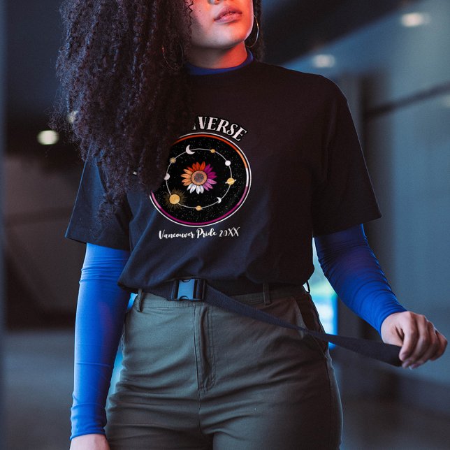 LGBTQ Queens Universe, Lesbisk Flagga Solros T Shirt (Skapare uppladdad)