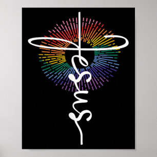 Lgbtq Queer Lesbisk Gay Pride Jesus Kristna Reli Poster