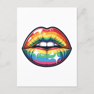 Lgbtq rainbow färg läppar helg vykort