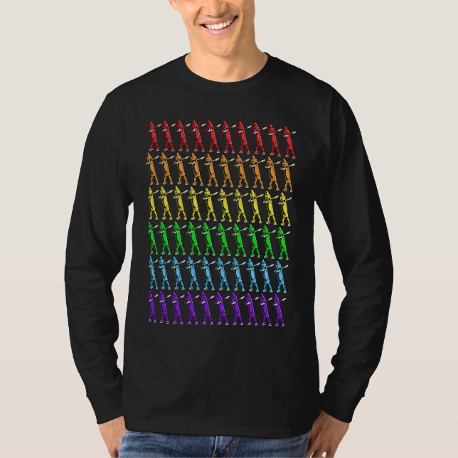 LGBTQ & Rainbow Flag composed of Dabbing crayons T Shirt (Framsida)