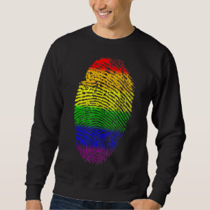 Lgbtq Rainbow Flagga Fingerprint Gay pride Month L Lång Ärmad Tröja