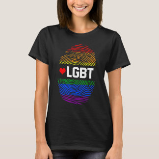 Lgbtq Rainbow Flagga Fingerprint Gay pride Month L T Shirt