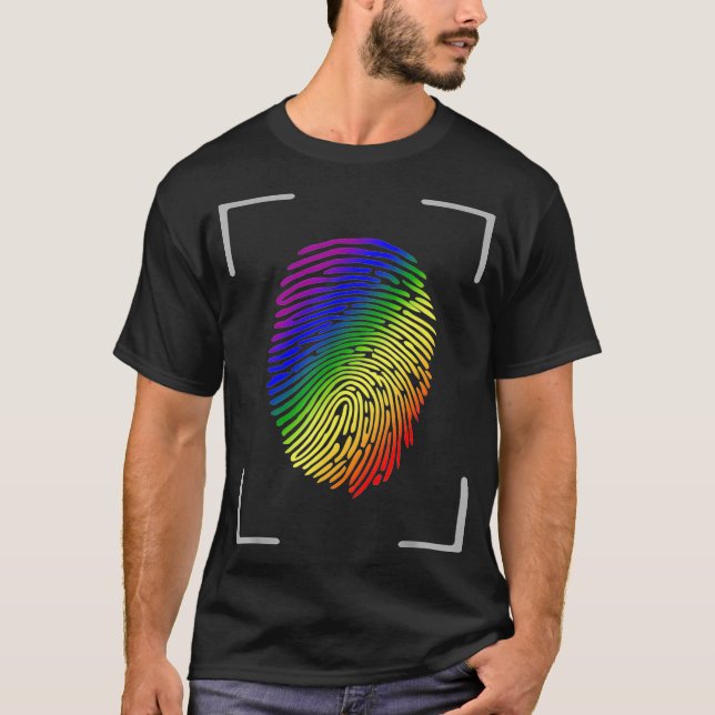 LGBTQ Rainbow Flagga Fingerprint Gay pride Month L T Shirt (Framsida)