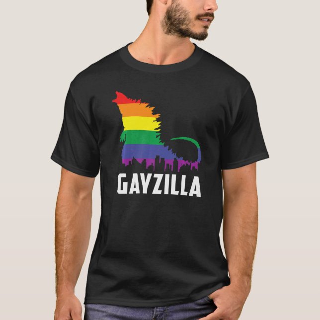 Lgbtq Rainbow Gayzilla Lgbt Pride Färg Graphic T Shirt (Framsida)