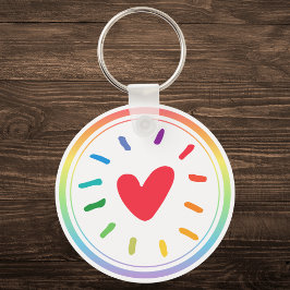 LGBTQ+ Rainbow Heart Nyckelring