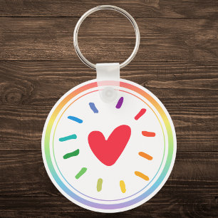 LGBTQ+ Rainbow Heart Nyckelring