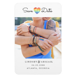 LGBTQ Rainbow Heart Spara datumet med foto Magnet