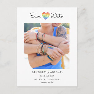 LGBTQ Rainbow Heart Spara datumet med foto Vykort