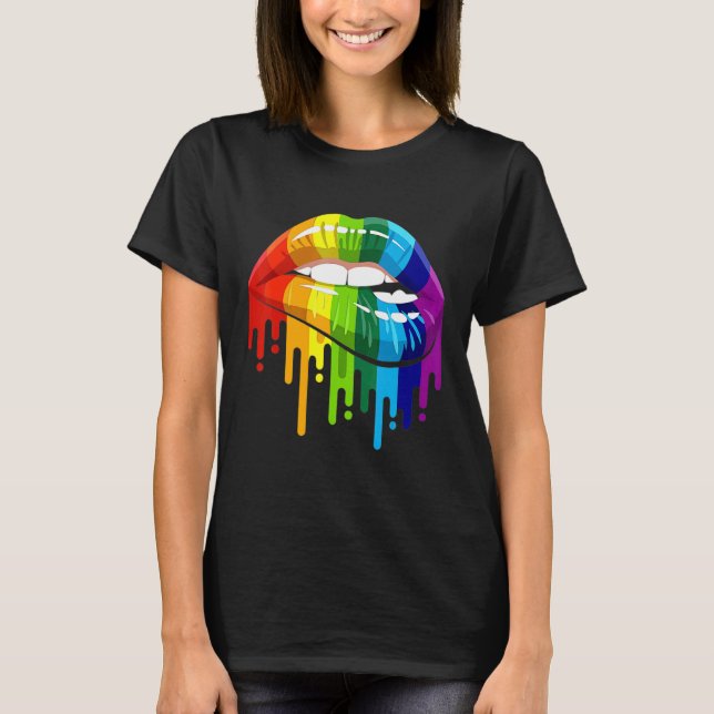 LGBTQ Rainbow Lip Gay Pride 3 T Shirt (Framsida)