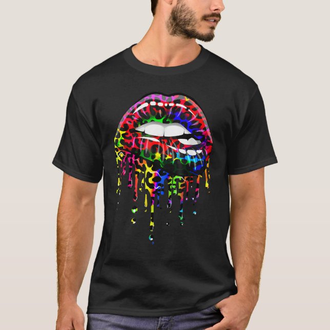 LGBTQ Rainbow Lip Gay Pride T Shirt (Framsida)