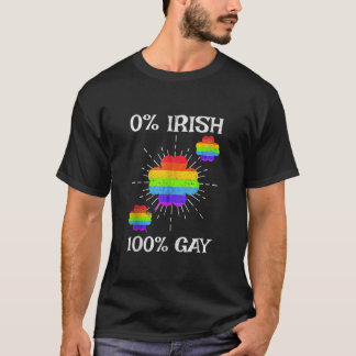 LGBTQ Rainbow Shamrock 0 Irish 100 Gay  T Shirt