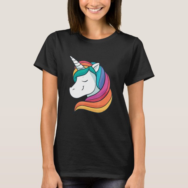 LGBTQ Rainbow Unicorn T Shirt (Framsida)