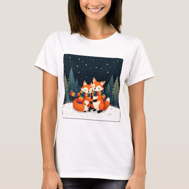 LGBTQ-rävar som klumpar ihop sig med regnbågsdukar T Shirt (Framsida)