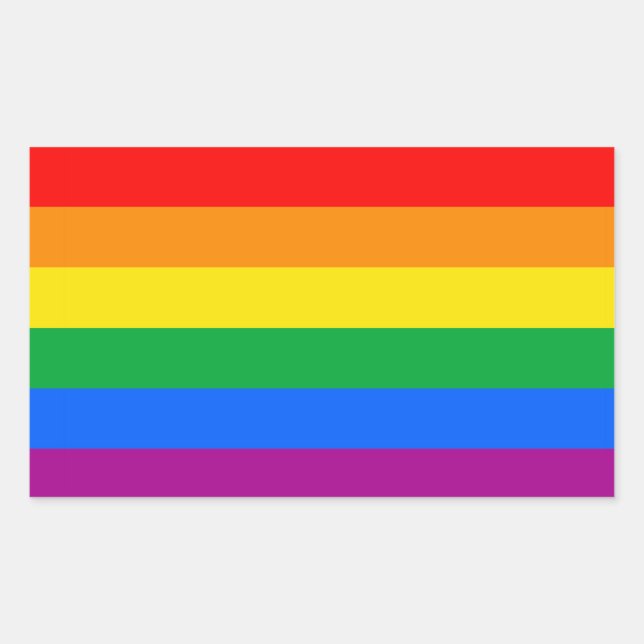 LGBTQ+ Regnbåge Flagga Rektangulärt Klistermärke (Framsida)