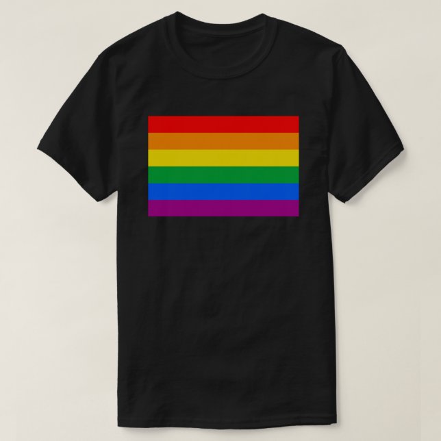 LGBTQ+ Regnbåge Flagga T Shirt (Design framsida)