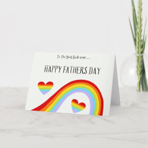 LGBTQ regnbåge & hjärtan Glad fars dag Kort