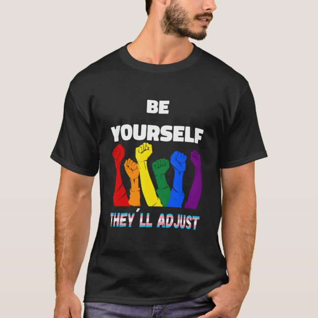 Lgbtq regnbåge transgendervlag Var dig själv De ko T Shirt (Framsida)