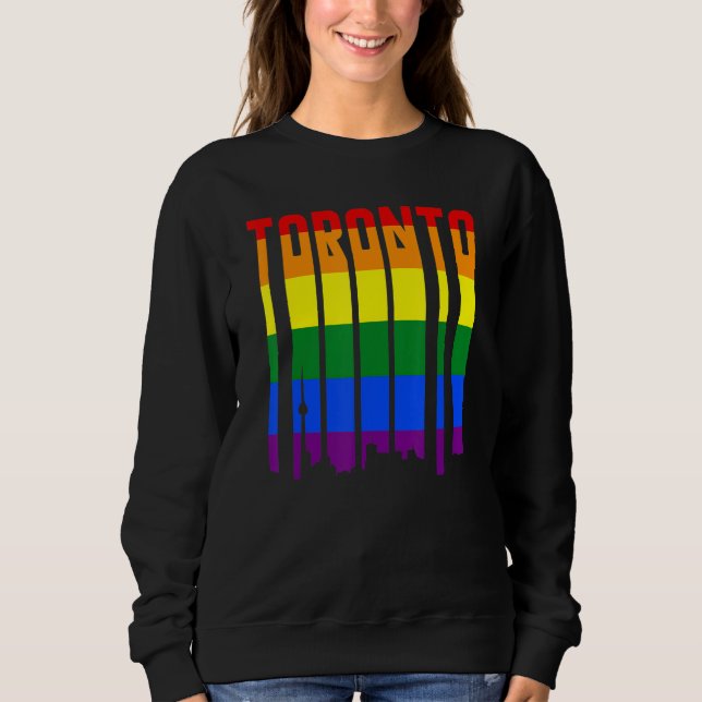 LGBTQ Retro Toronto Canada Pride Skyline T Shirt (Framsida)