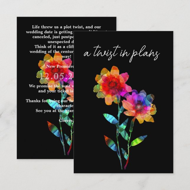 LGBTQ  ROlig Bröllopsdatum ÄNDRA Blommor & Stolthe Tilläggskort (Fram/baksida)
