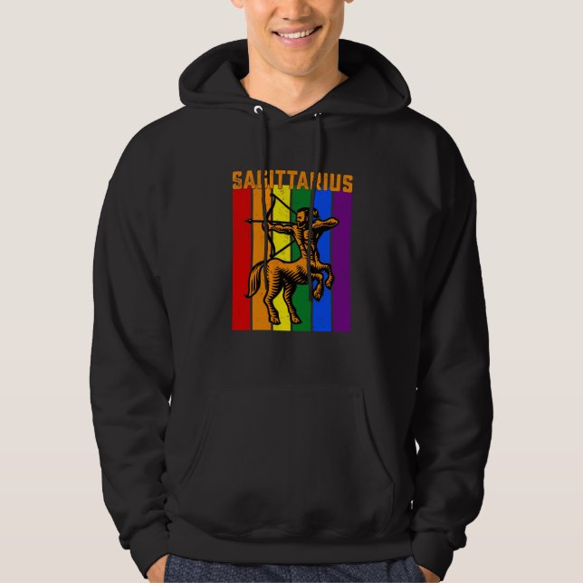 LGBTQ Sagittarius Zodiac Sign Vintage Astrology Hoodie (Framsida)
