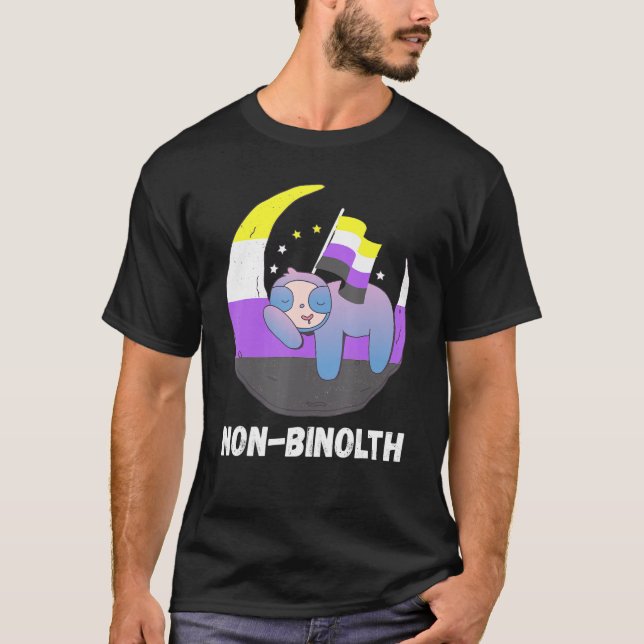 Lgbtq Sloth Måne Nonbinary Flagga Nonbinary Pride T Shirt (Framsida)