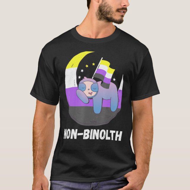 Lgbtq Sloth Måne Nonbinary Flagga Nonbinary Pride T Shirt (Framsida)