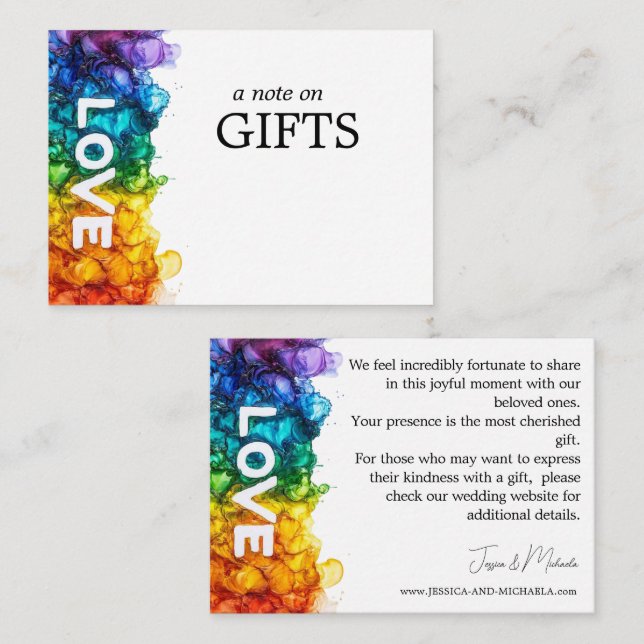🌈 LGBTQ (Small Gift Note) färgad med Kärlek Tilläggskort (Fram/baksida)