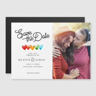 LGBTQ - Spara datumskript med foto Magnetisk Inbjudningskort