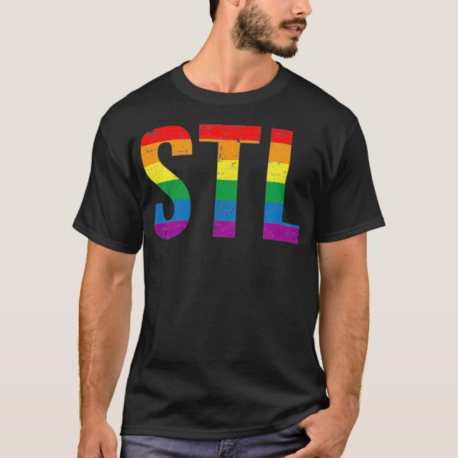 LGBTQ STL Gay pride St Louis MO T Shirt (Framsida)