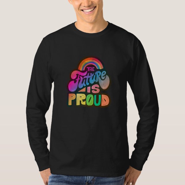 Lgbtq+ stöder framtidens Pride-raster T Shirt (Framsida)