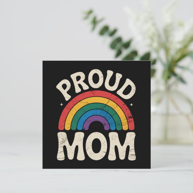 LGBTQ Stolt Mamma Gay Pride Regnbåge Mors Dag Inbjudningar (Stående Fram)