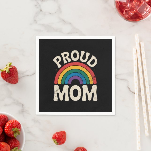 LGBTQ Stolt Mamma Gay Pride Regnbåge Mors Dag Pappersservett (Insitu)