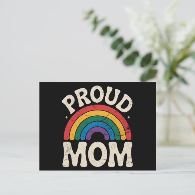 LGBTQ Stolt Mamma Gay Pride Regnbåge Mors Dag Vykort (Stående Fram)