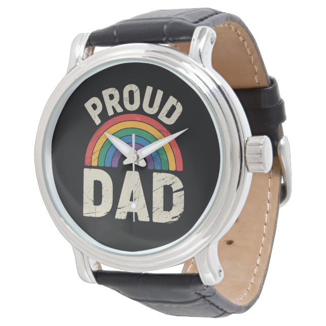 LGBTQ Stolt Pappa Gay Pride HBTQ Allierad Fars Dag Armbandsur (Vinklad)
