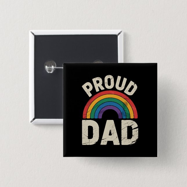 LGBTQ Stolt Pappa Gay Pride HBTQ Allierad Fars Dag Knapp (Framsida & baksida)