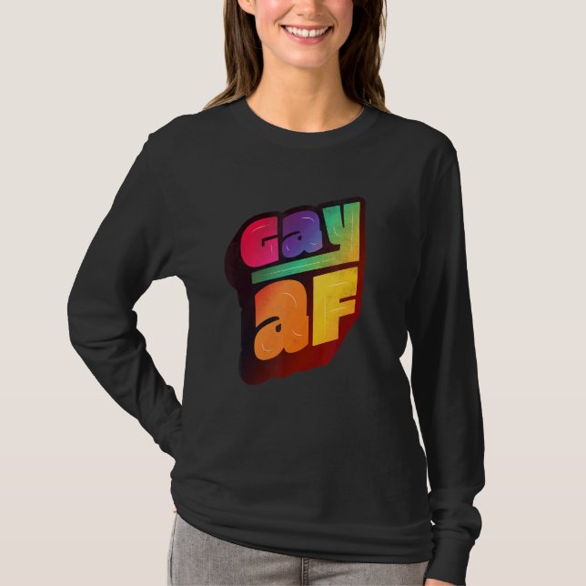Lgbtq+ Support Gay Af Halftone Edition T Shirt (Framsida)